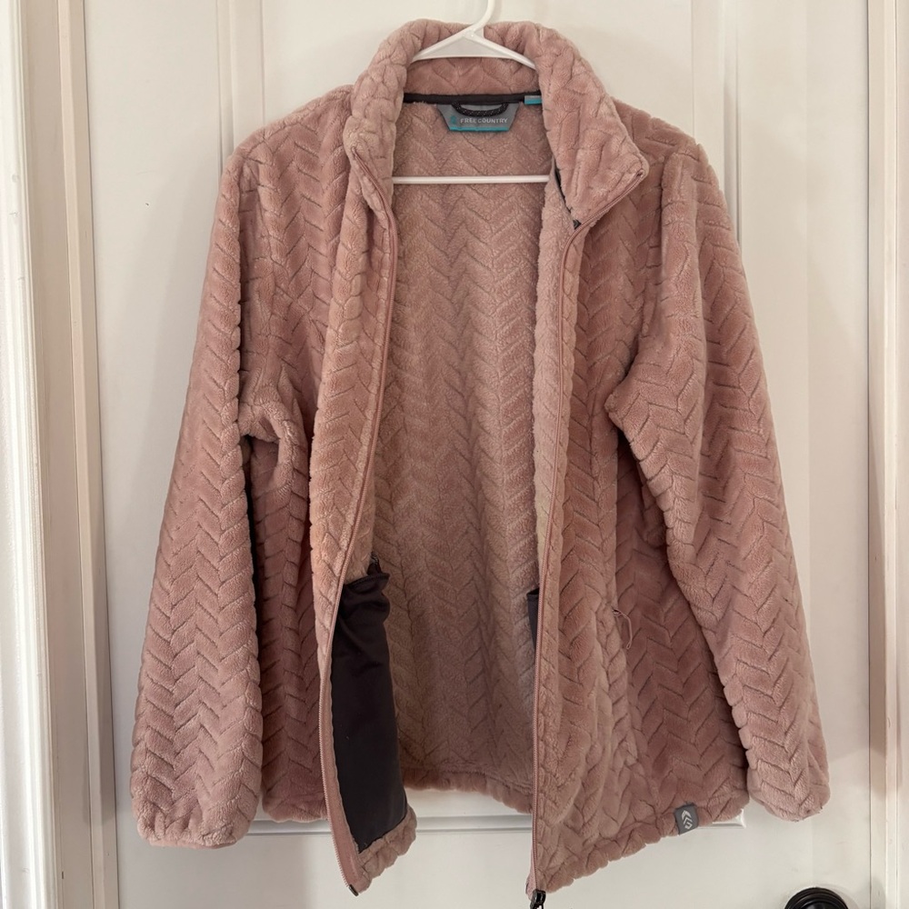 Free Country faux fur full zip jacket pink XL super soft and cozy - Picture 10 of 13